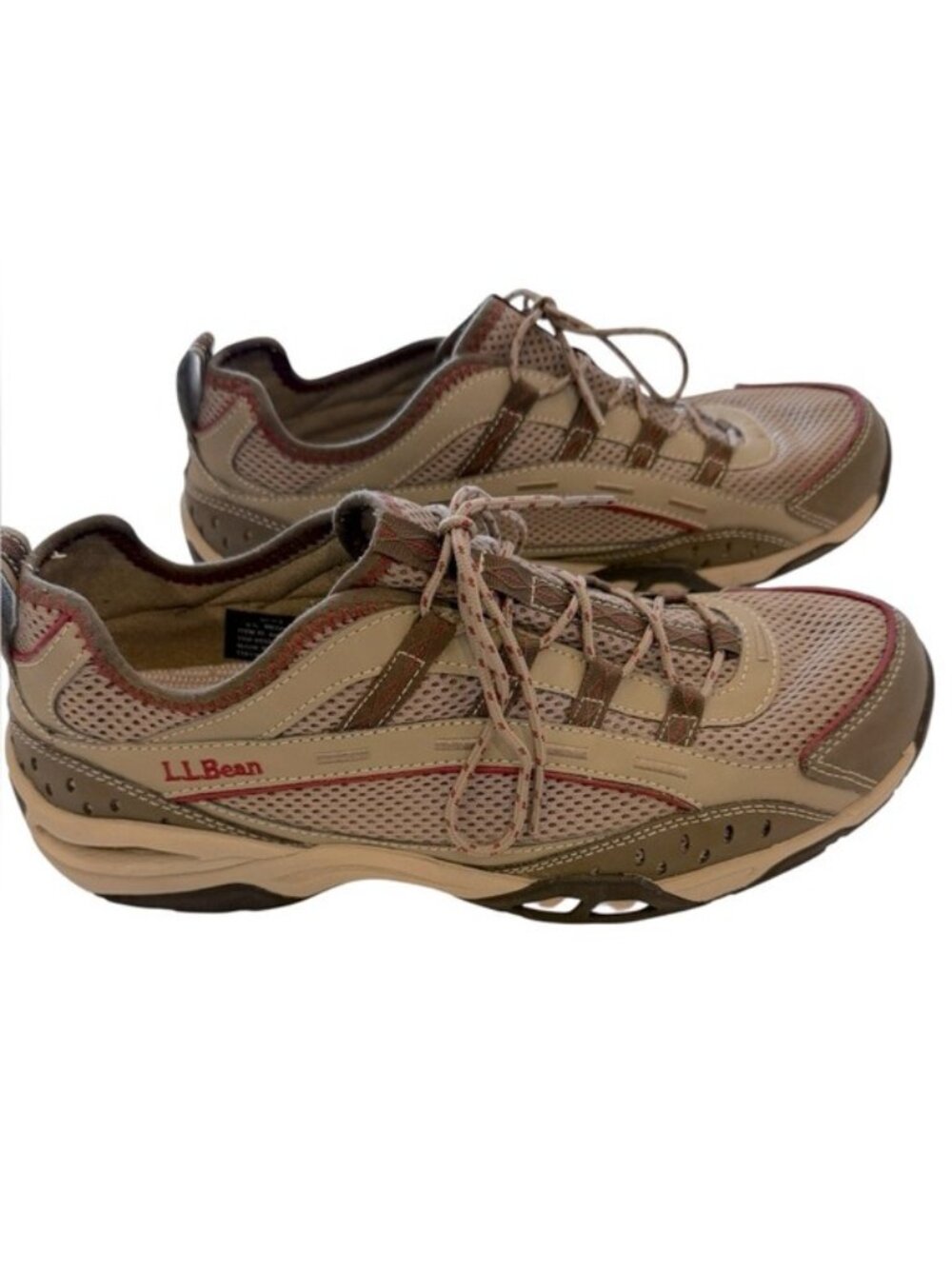 L.L.Bean Trail Model 4 Ventilated Hiking Shoes Size 9.5 Medium Gray Red Mesh